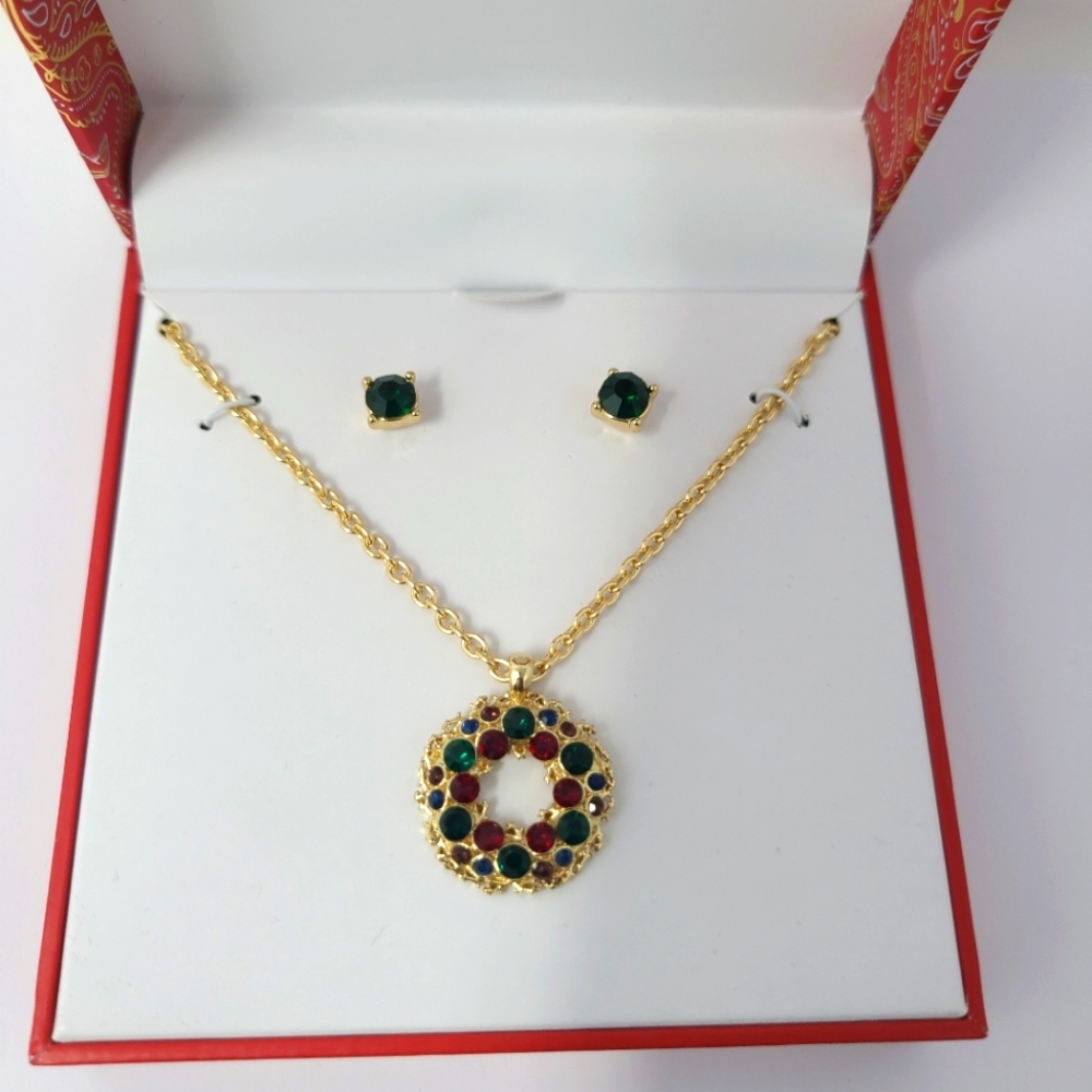 Charter Club Gold Tone Pendant Necklace & Stud Earrings Set